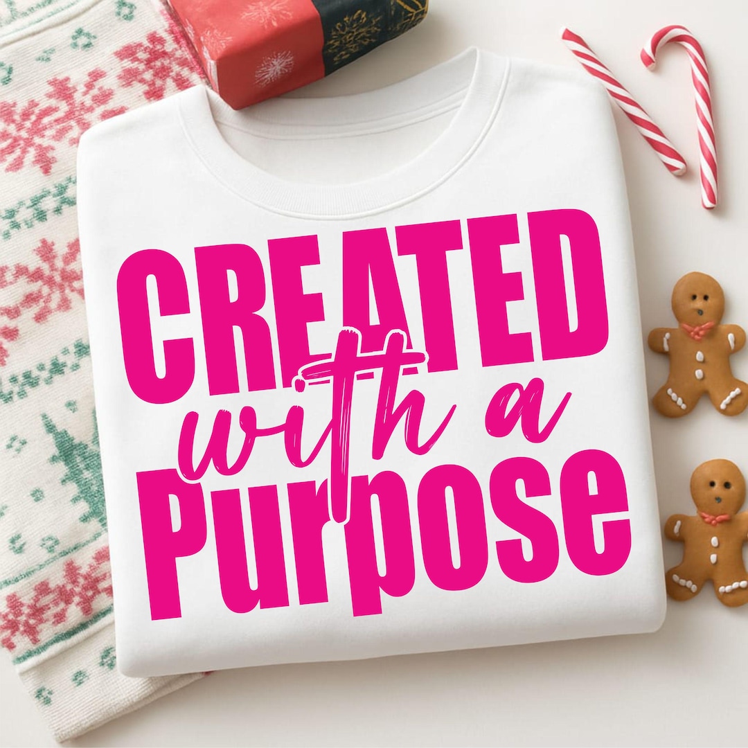 Created with a Purpose SVG, Christian Quote SVG, Minimalist Bible Verse, Sublimation Desig