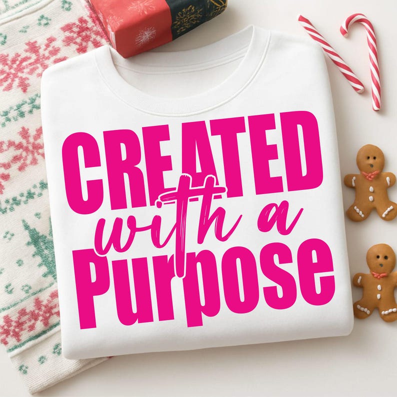 Created with a Purpose SVG, Christian Quote SVG, Minimalist Bible Verse, Sublimation Design, Self Love Svg,Easter Svg,Religious Svg,cut file