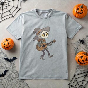 Skeleton Guitarist T-Shirt: Vintage Halloween Comfort Colors Tee