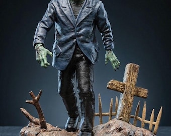 Frankenstein Graveyard Diorama – 3D Printed, Hand Painted, and Airbrushed Figure (10" Tall)