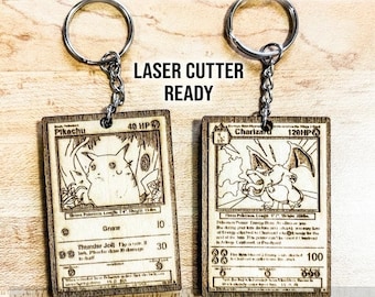 32 Mini Pokemon Card Keychain Templates for Laser Cutter - Cut Ready Lightburn File