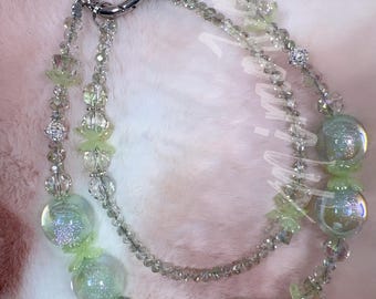 Beaded Phone Wrist Strap, Mint Aurora Crystal Phone Charm, Pastel Aesthetic Phone Strap, Beaded Bag Charm Keychain – B21