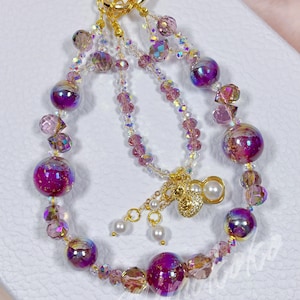Correa de cuentas para teléfono: dije kawaii, accesorio artesanal de Fairycore para teléfonos, llaves y billeteras. Elegante y moderno.