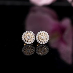 Yellow Gold Stud Earring | 0.75 Carat Round Diamond Stud Earring | Women Earrings | Anniversary Gift | Diamond Jewelry