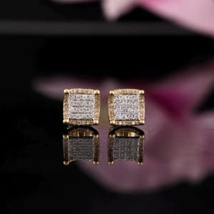 Yellow Gold Round Diamond Stud Earring | Women Earrings | Anniversary Gift | Gold Earrings | Gift For Her | Diamond Earrings