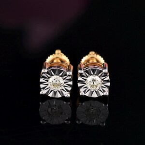 0.15 Carat Round Diamond Stud Earring | 10K Yellow Gold Stud Earring | Anniversary Gift | Fine Jewelry Gift | Pereira Jewelry