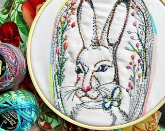 Vintage Inspired Bunny Embroidery Pattern