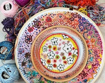 Floral Wreath Embroidery Sampler