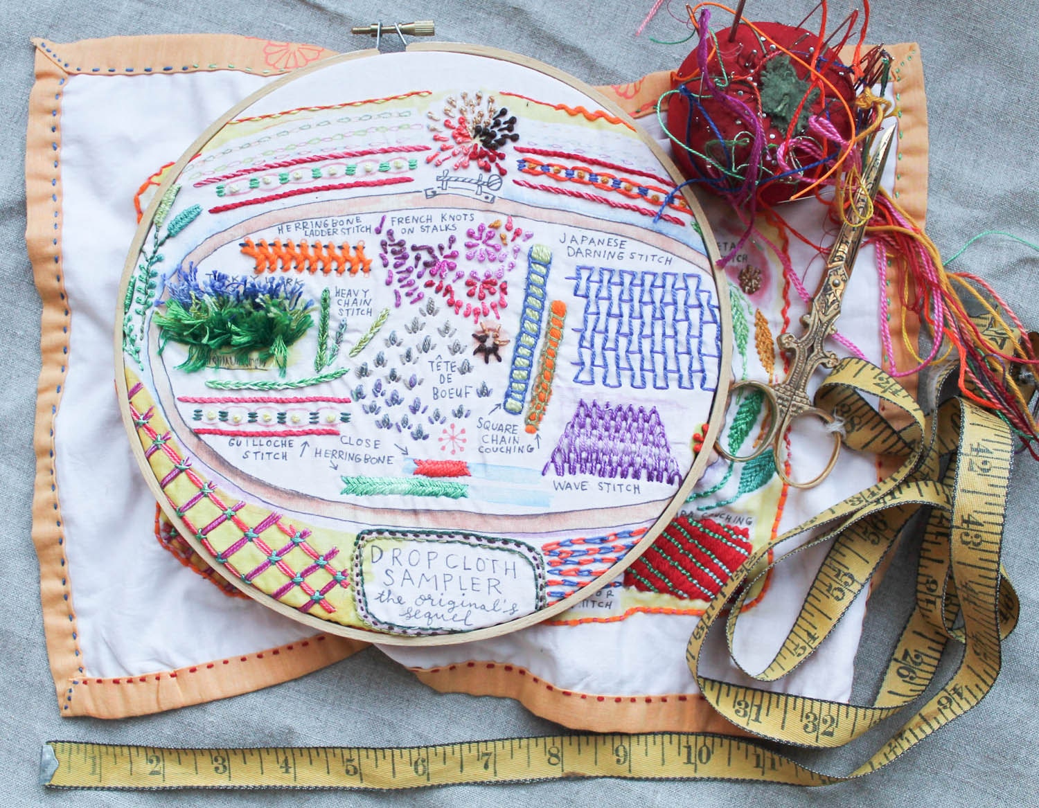 Dropcloth Embroidery Sampler- The Sequel