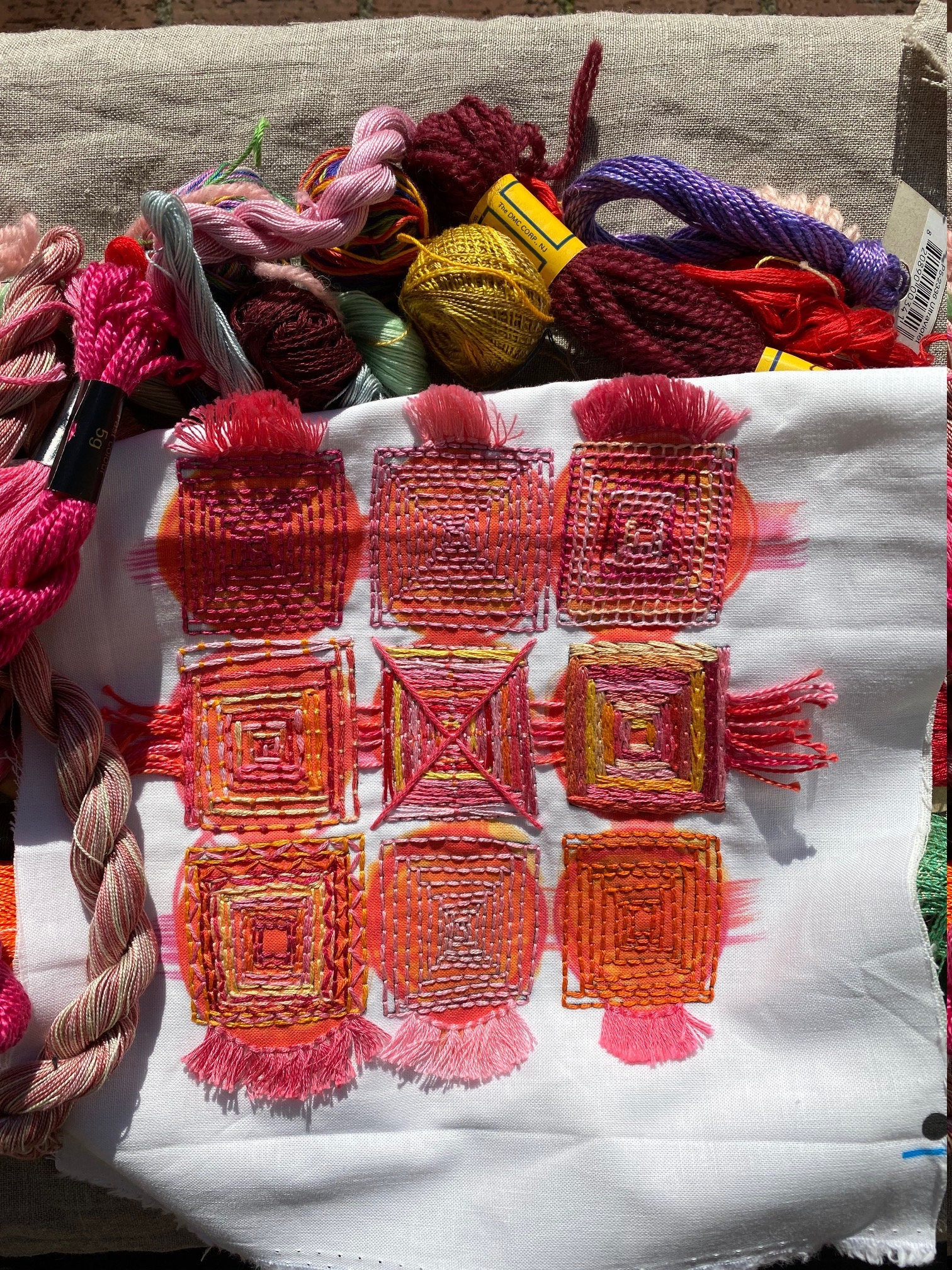 Log Cabin Embroidery Sampler Etsy