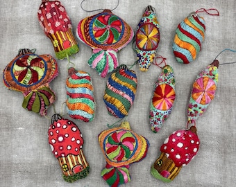Vintage Glass Bulbs Embroidered Ornament Project