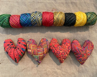 Embroidered Heart Ornament Sampler