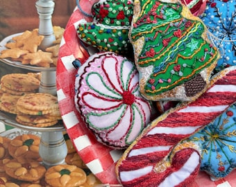 DIY Embroidered Christmas Cookie Ornaments