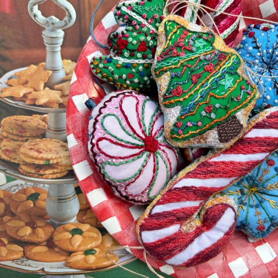 DIY Embroidered Christmas Cookie Ornaments