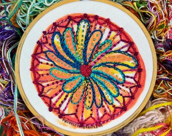 Solar Daisy Hand Drawn Embroidery Kit