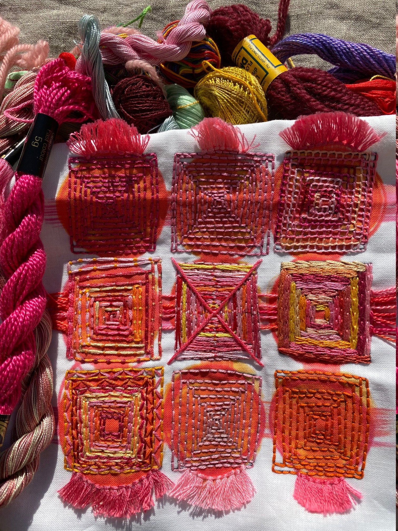 Log Cabin Embroidery Sampler Etsy