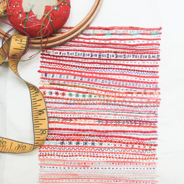Red Stripe Embroidery Sampler