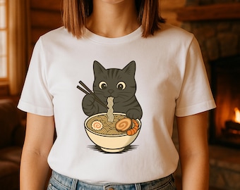 Ramen cat shirt Kawaii shirt cat lover gift Japanese shirt Ramen ramen lover Noodle cat shirt ramen cat shirt Funny cat shirt gifts for her