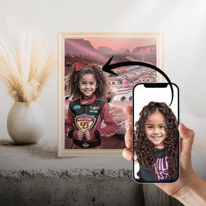 Pôster personalizado de carro de corrida para meninas – Decoração de aniversário da Speed Queen – Placa de foto de corrida rosa – Download digital personalizado para meninas.