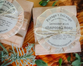 Lavender Mint Charcoal Soap + Salvaged Wood Soap Dish