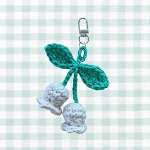 Crochet Lily of the Valley Keychain: Handmade Cotton Floral Charm