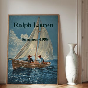 Ralph Lauren 1998 Sailing Poster - Vintage Nautical Wall Art I Lake House Decor I Old Money Aesthetic Print I Printable Artwork