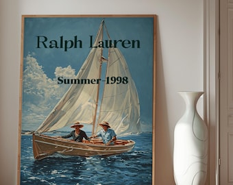 Ralph Lauren 1998 Sailing Poster - Vintage Nautical Wall Art I Lake House Decor I Old Money Aesthetic Print I Printable Artwork