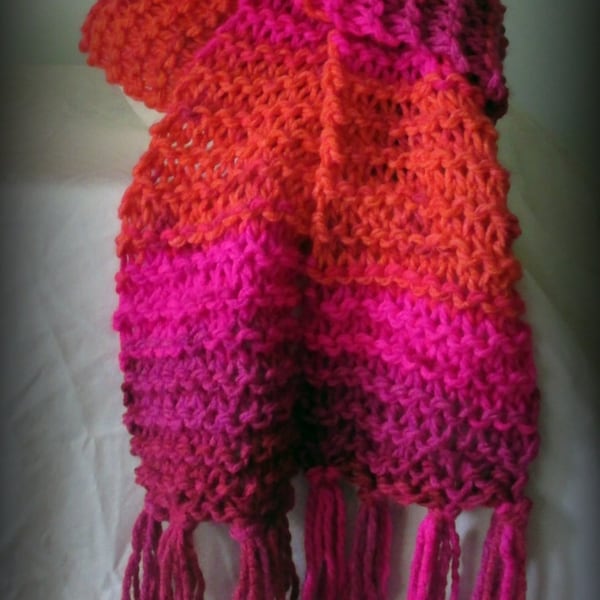 Orange Knit Scarf Etsy