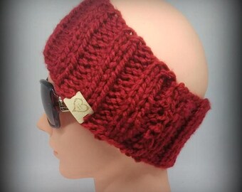 headband - knit headband - hand knit headband - Red knit headband - ear warmer - knit ear warmer - Carndinal red headband -  Red headband