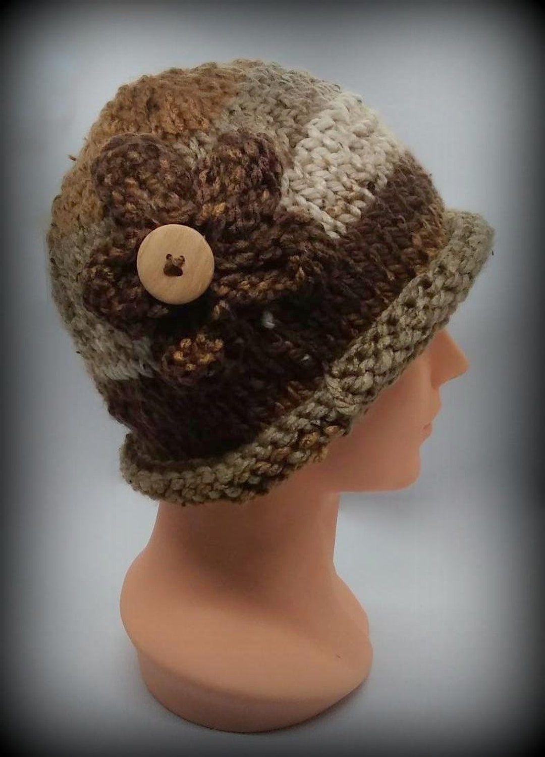 Hat Knit Hat Hand Knit Hat Funky Knit Hat Acrylic Knit Hat Tan Knit Hat