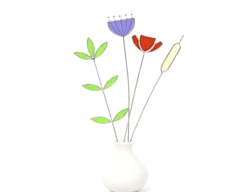 Stained Glass Wildflower Bouquet: Handmade Floral Arrangement