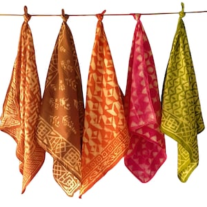 Set of 5 Indian cotton Bandana Scarf,Foulard,Neckerchief,Necktie Face Mask,Hijab,Hand Made Gift for Mom,Dad,Wife,Husband,Gf,Bf