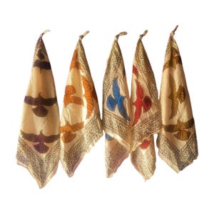 Set of 5 Organic Indian cotton Bandana Scarf,Foulard,Neckerchief,Necktie Face Mask,Hijab,Hand Made Gift for Mom,Dad,Wife,Husband,Gf,Bf