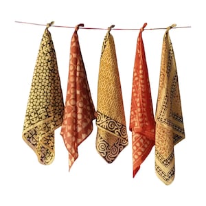 Set of 5 Indian cotton Bandana Scarf,Foulard,Neckerchief,Necktie Face Mask,Hijab,Hand Made Gift for Mom,Dad,Wife,Husband,Gf,Bf