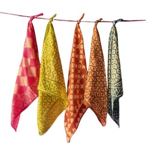 Set of 5 Organic Indian cotton Bandana Scarf,Foulard,Neckerchief,Necktie Face Mask,Hijab,Hand Made Gift for Mom,Dad,Wife,Husband,Gf,Bf