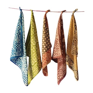 Set of 5 Organic Indian cotton Bandana Scarf,Foulard,Neckerchief,Necktie Face Mask,Hijab,Hand Made Gift for Mom,Dad,Wife,Husband,Gf,Bf