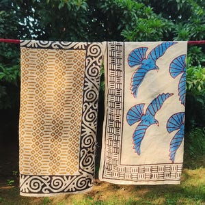 Cotton Bandana Set, Set of 3 Scarves Boho Style 3 Pack, Indian Block Set 3, Eco Cotton Bandanas, Unique Scarf Set Gift