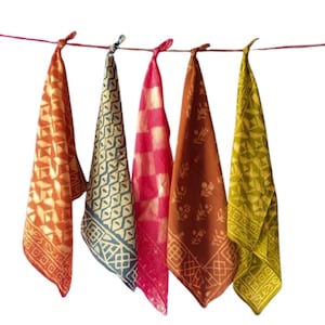 Set of 5 Organic Indian cotton Bandana Scarf,Foulard,Neckerchief,Necktie Face Mask,Hijab,Hand Made Gift for Mom,Dad,Wife,Husband,Gf,Bf