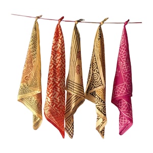 Set of 5 Indian cotton Bandana Scarf,Foulard,Neckerchief,Necktie Face Mask,Hijab,Hand Made Gift for Mom,Dad,Wife,Husband,Gf,Bf