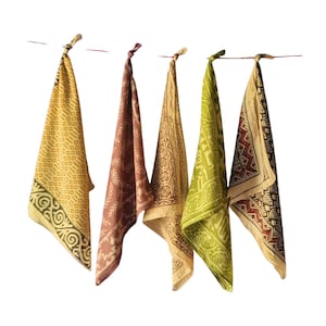 Set of 5 Mud Printed Indian cotton Bandana Scarf,Foulard,Neckerchief,Necktie Face Mask,Hijab,Hand Made Gift for Mom,Dad,Wife,Husband,Gf,Bf