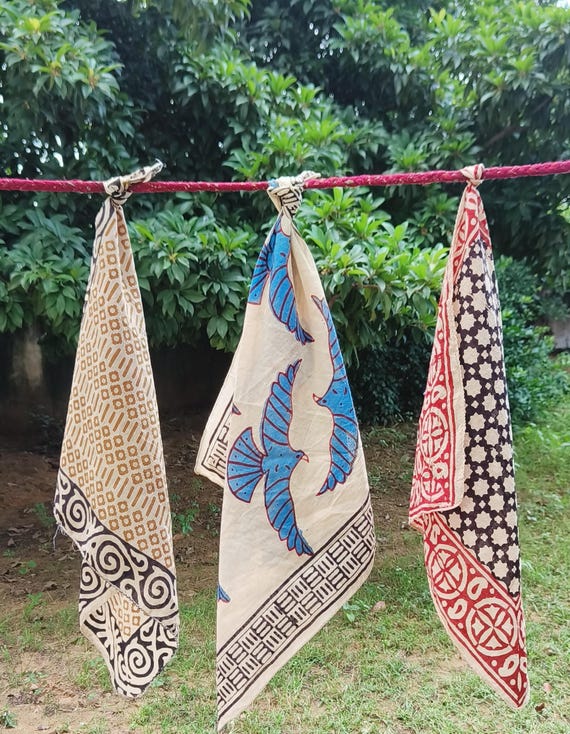 Cotton Bandana Set, warm tones 3 pack, organic eco cotton