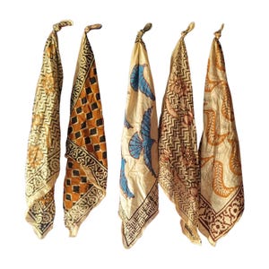 Set of 5 Organic Indian cotton Bandana Scarf,Foulard,Neckerchief,Necktie Face Mask,Hijab,Hand Made Gift for Mom,Dad,Wife,Husband,Gf,Bf
