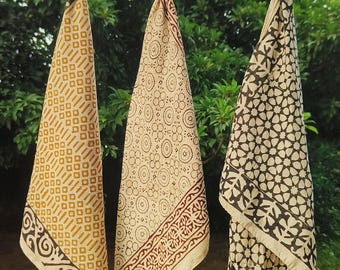 Ensemble bandana en coton, tons chauds lot de 3, carrés en coton écologique