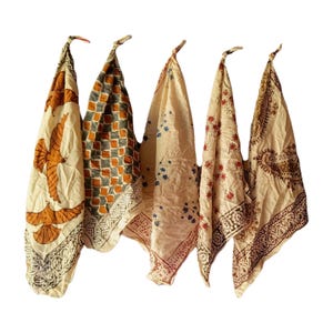Set of 5 Organic Indian cotton Bandana Scarf,Foulard,Neckerchief,Necktie Face Mask,Hijab,Hand Made Gift for Mom,Dad,Wife,Husband,Gf,Bf