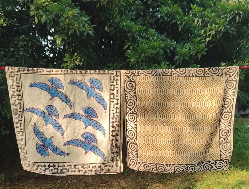 Cotton Bandana Set, Set of 3 Scarves Boho Style 3 Pack, Indian Block Set 3, Eco Cotton Bandanas, Unique Scarf Set Gift