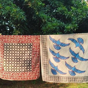 Cotton Bandana Set, Set of 3 Scarves Boho Style 3 Pack, Indian Block Set 3, Eco Cotton Bandanas, Unique Scarf Set Gift