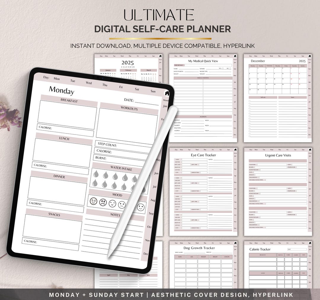 Digital Self Care Planner, Printable Wellness and Mental Health ...