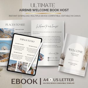 Airbnb Welcome Book Host Template, Editable Guest Guide, Vacation Rental Information, House Rules, Local Recommendations, Canva Download