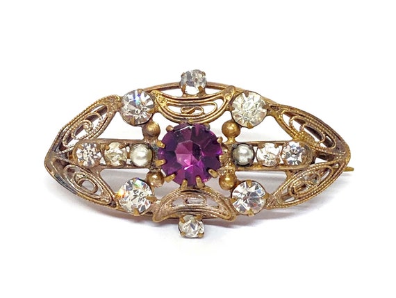 Ornate Antique Amethyst Purple and Crystal Clear … - image 1