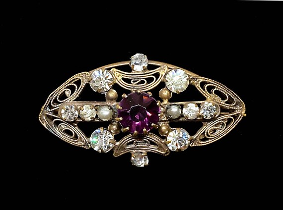 Ornate Antique Amethyst Purple and Crystal Clear … - image 7